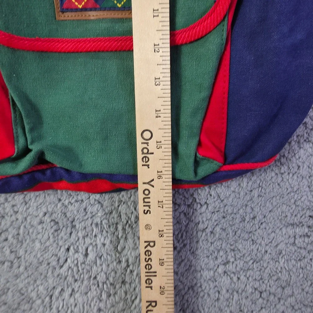 Moni Accessories Vintage Colorblock Canvas Backpack Navy Green Red Striped Strap